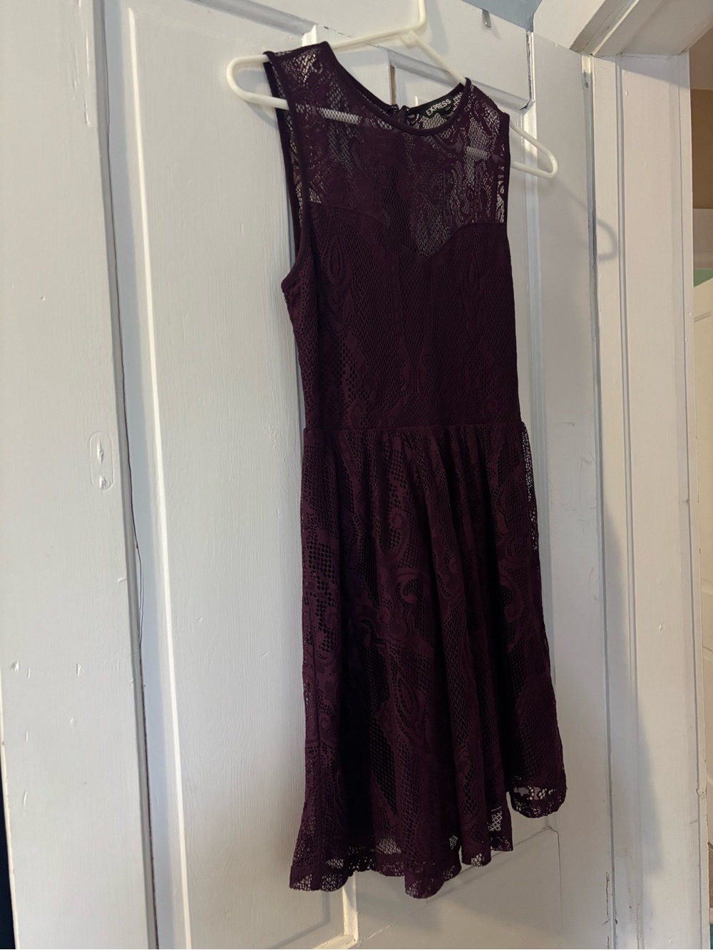 Express Lace Fit-and-Flare Mini Dress - Plum